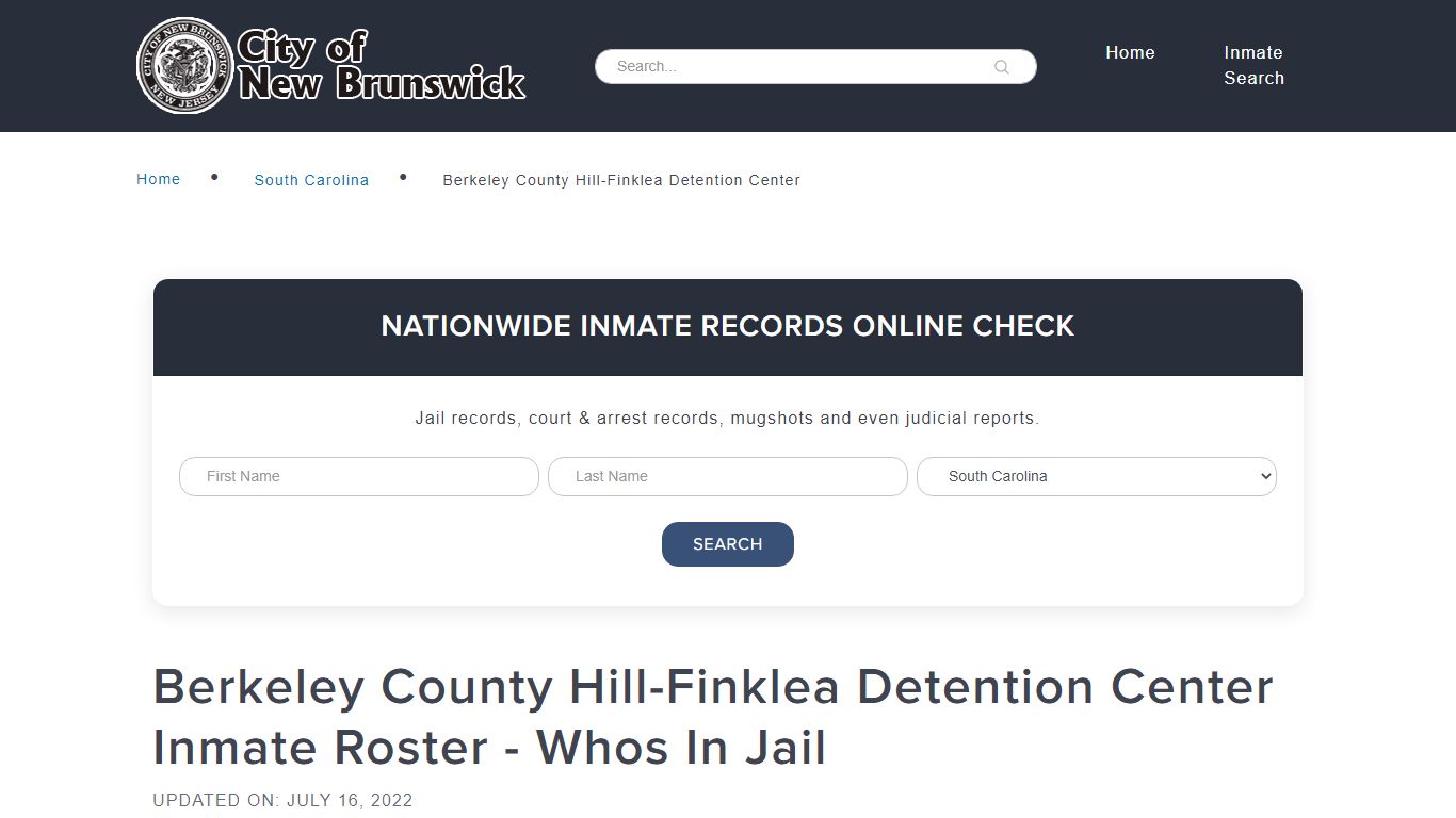 Berkeley County Hill-Finklea Detention Center Inmate ...